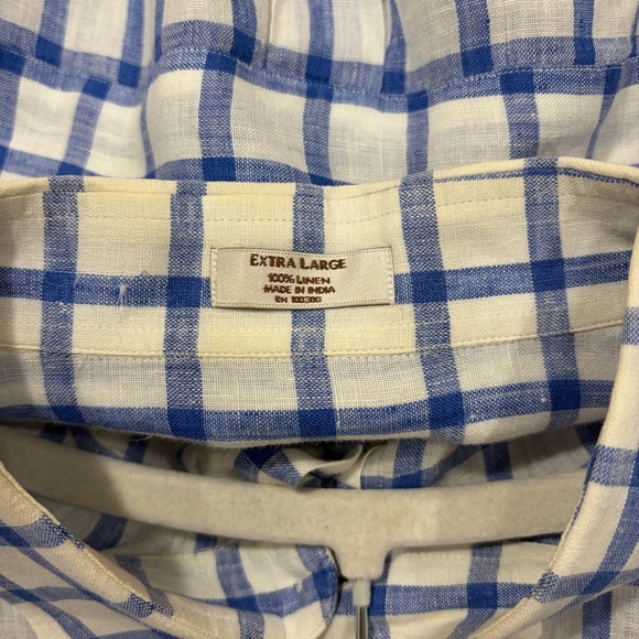 Peter Millar Men's Linen Short Sleeve Shirt Size XL Checked Preppy Boho Casual - Picture 8 of 11